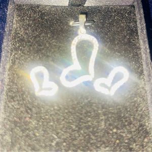 925 sterling silver Heart Pendant & Earrings set with cubic zirconia.